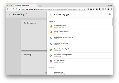 Gtm choose tag type